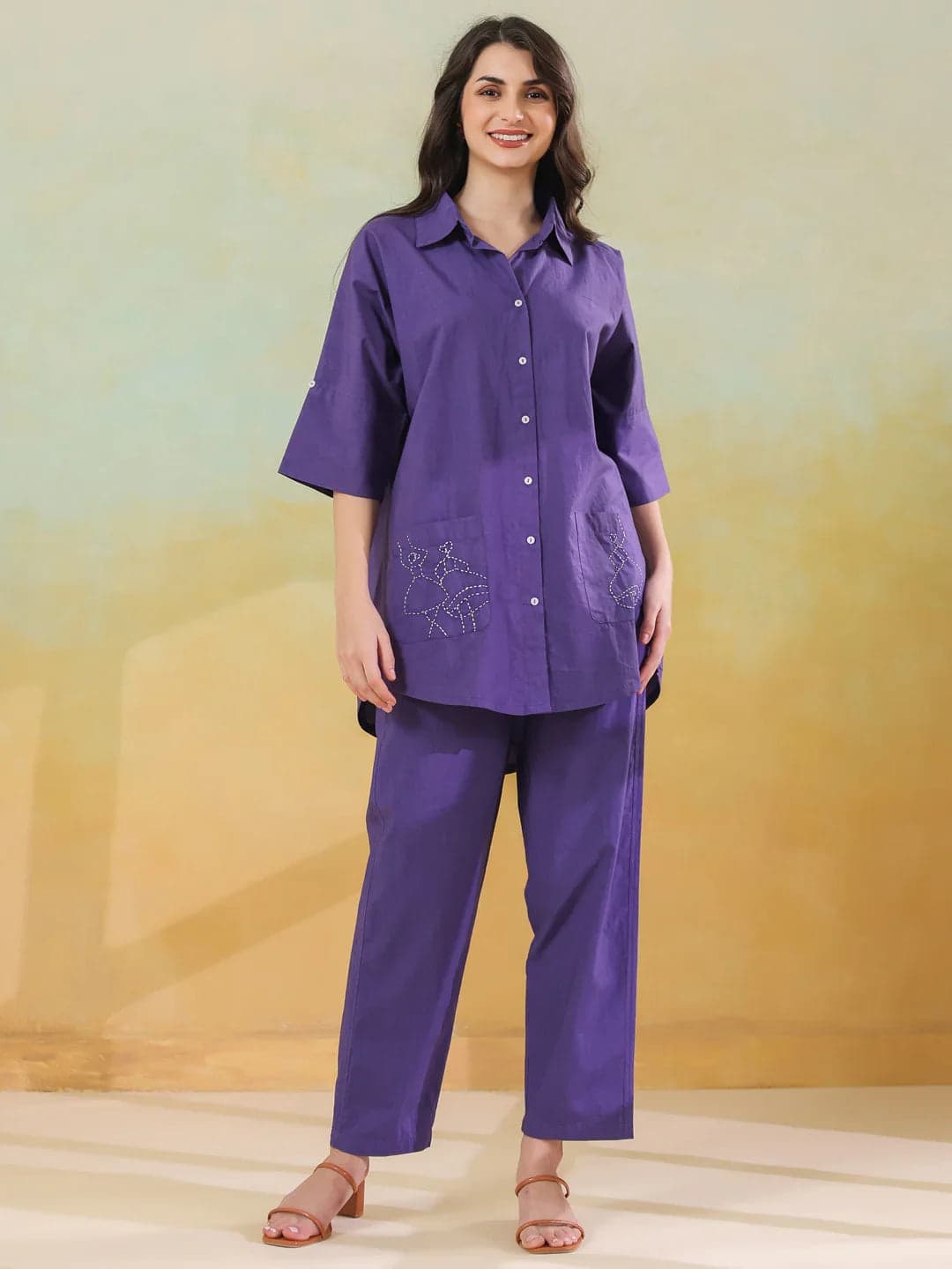 Mokogai Violet Collar Twin Set
