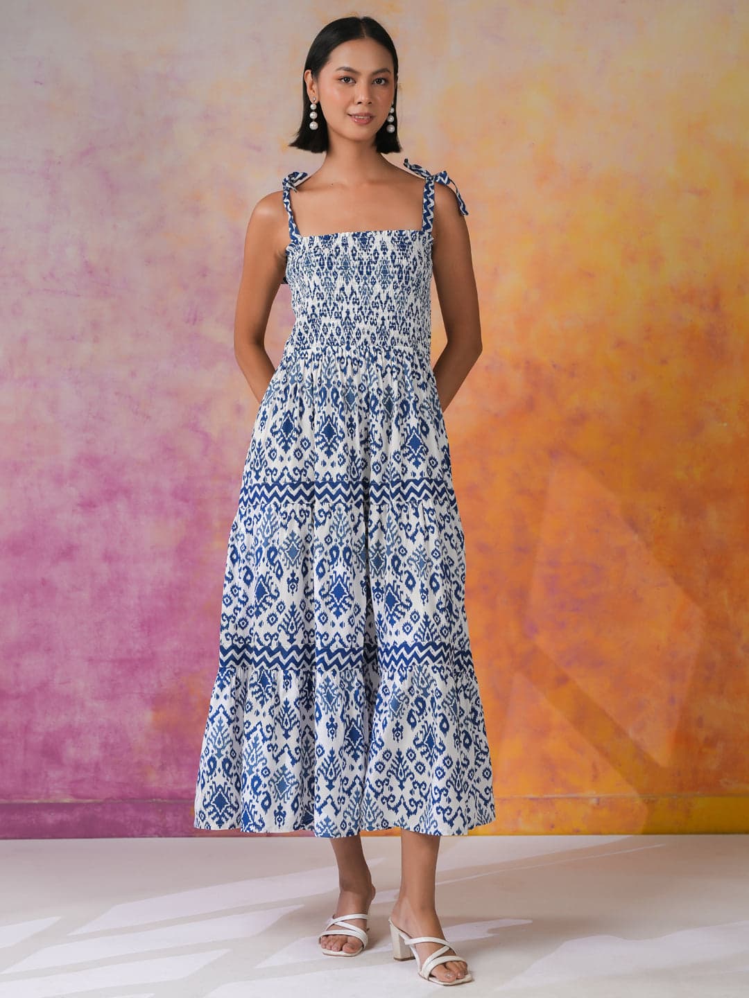 Mokogai Azure Square Day Dress