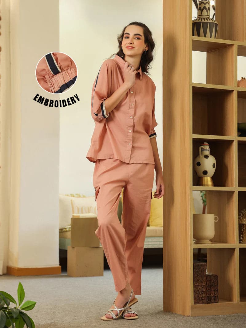 Mokogai Peach Collar Twin Set