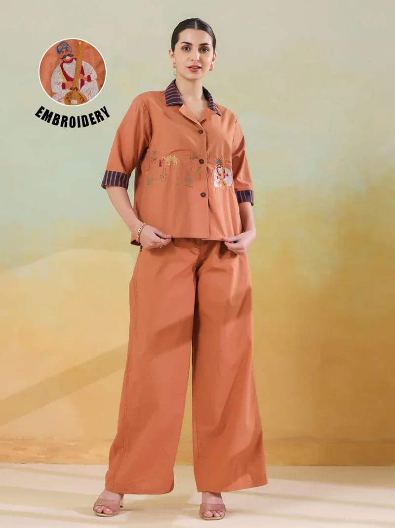 Mokogai Walnut Collar Twin Set