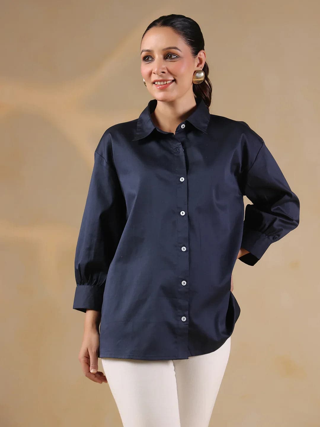 Mokogai Navy Oversized Shirt