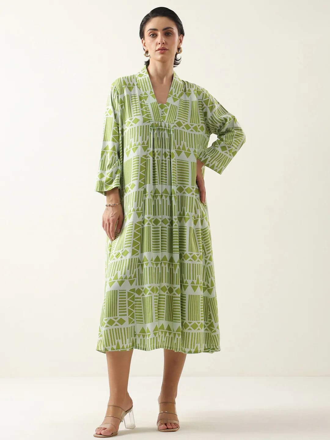 Mokogai Geo Leaf Day Dress